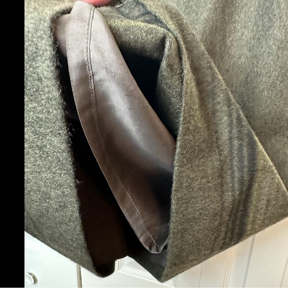 BROOKS BROTHERS Forest Green Wool Skirt Pencil Straight Striped Black Hem Fuzzy - Picture 7 of 8